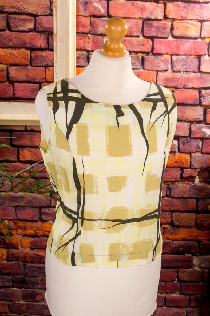 Vintage Top gelb Muster 80er bunt Frau gelb M 40-42 Rockabilly S 36-38 vintageberlin.de