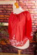 Boho Bluse rot bestickt weit 60er 70er Boho Frau Hippie L 44-46 M 40-42 real-disco S 36-38 Schlager Special Unisize vintageberlin.de