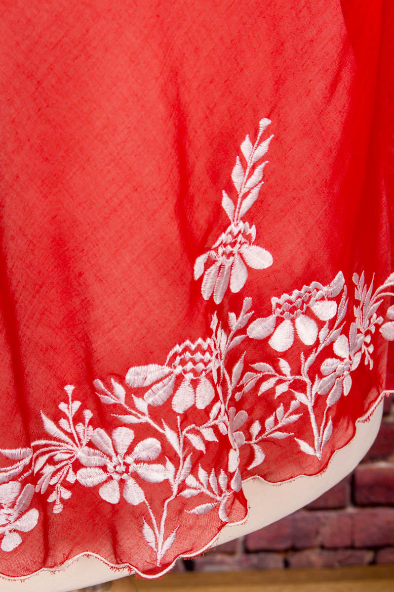 Boho Bluse rot bestickt weit