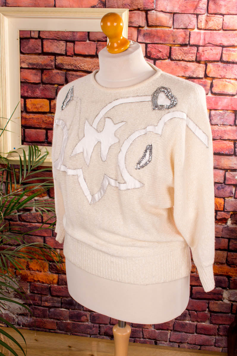 Patchwork Angora Pulli creme