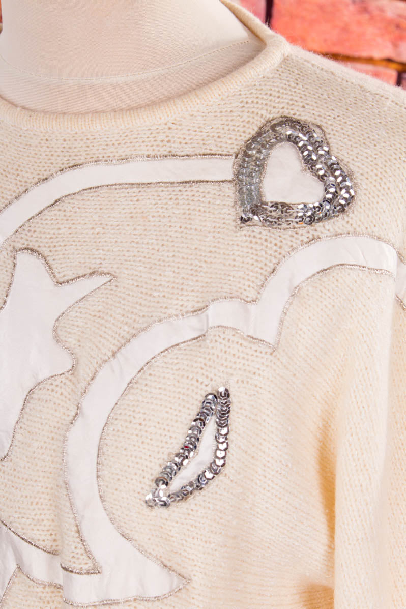 Patchwork Angora Pulli creme