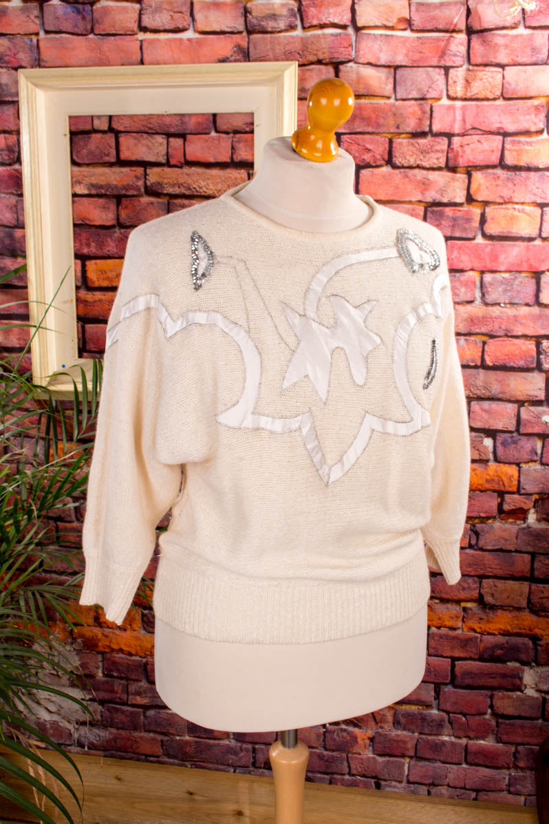 Patchwork Angora Pulli creme