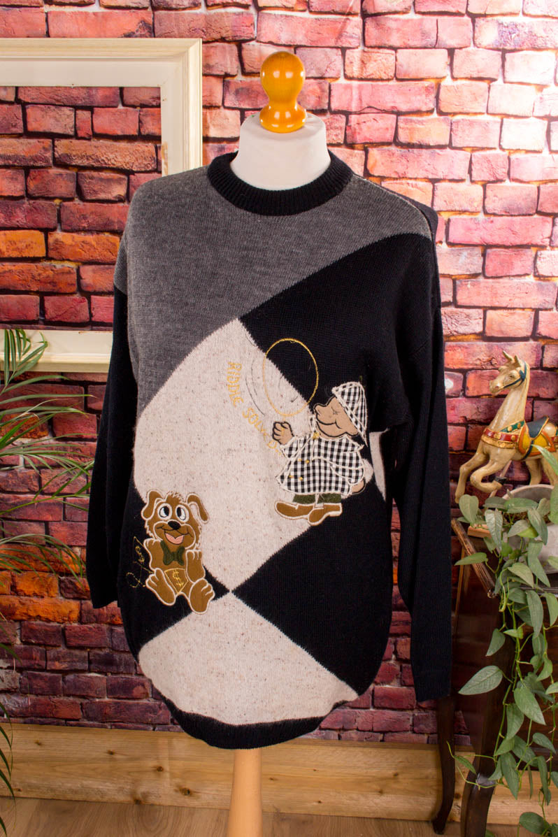 Strickpulli Wolle Angora Hunde Motiv