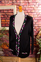 Strickjacke schwarz bunt Perlen