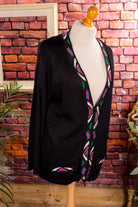 Strickjacke schwarz bunt Perlen
