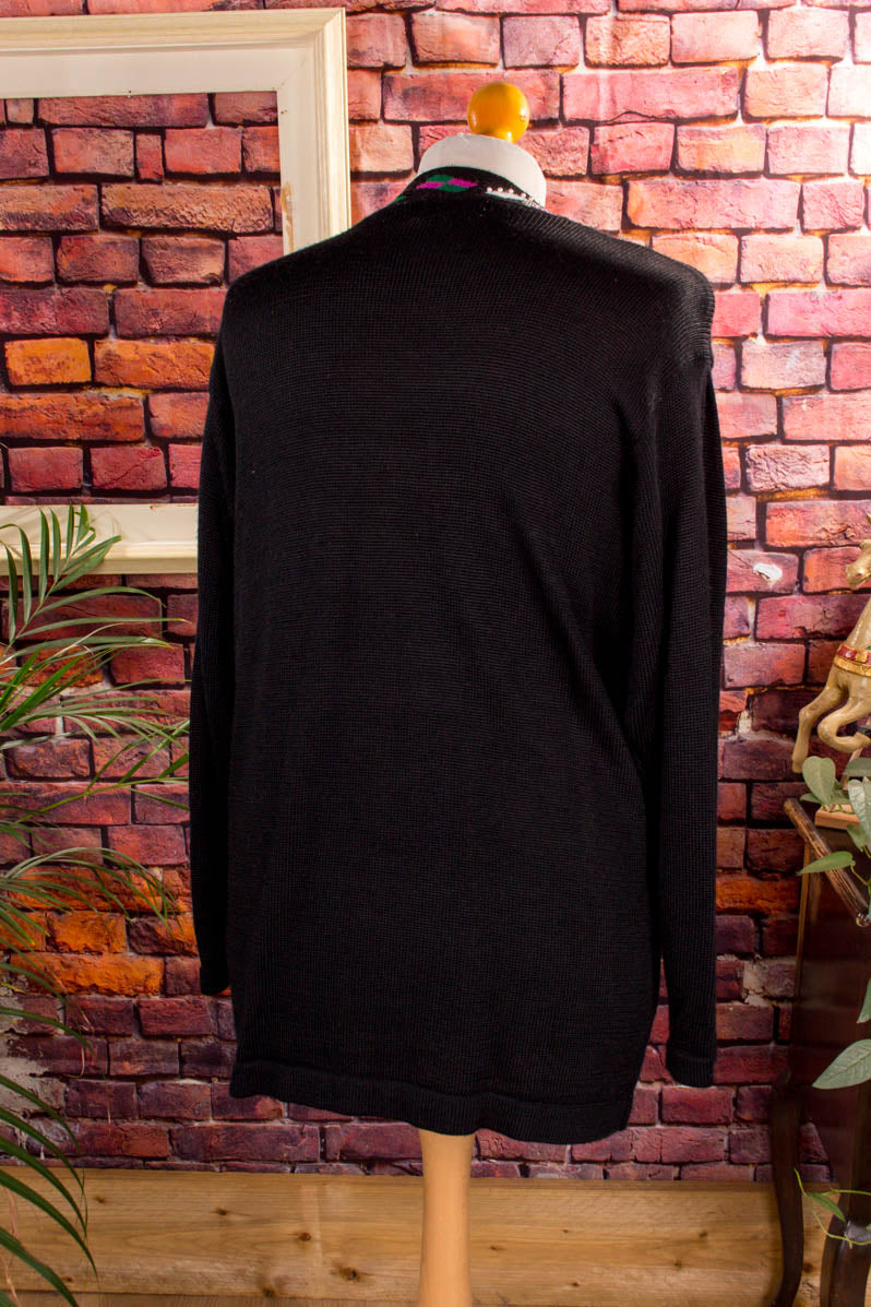 Strickjacke schwarz bunt Perlen