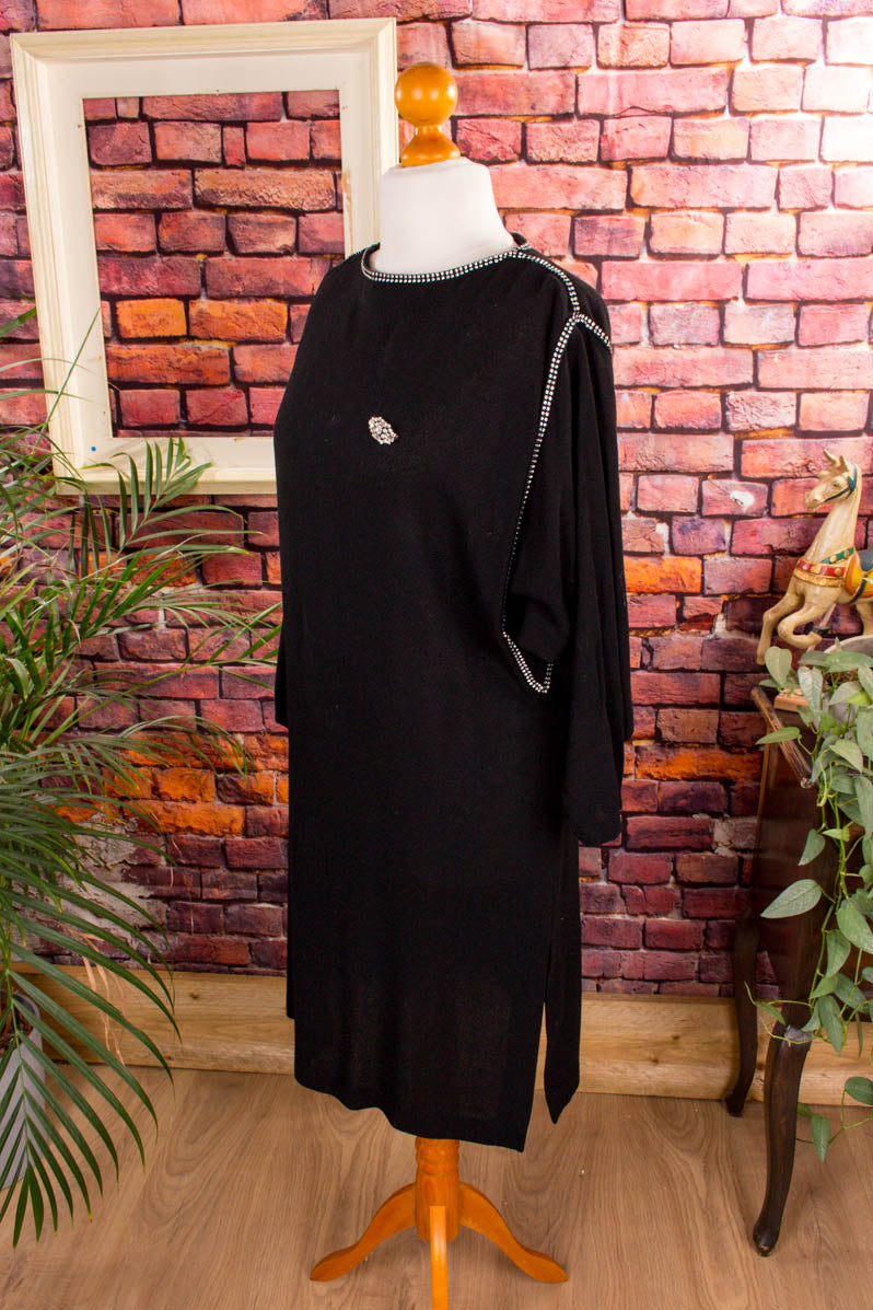 Vintage Abendkleid schwarz + Strass