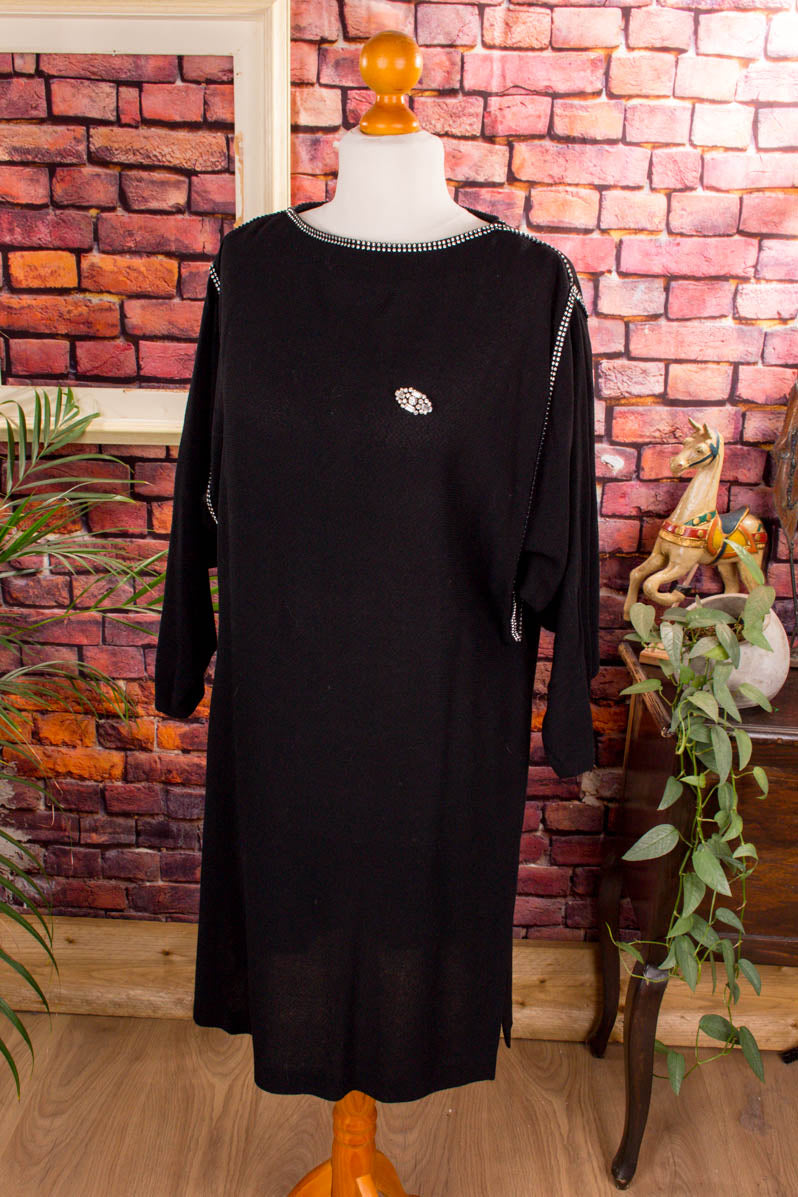 Vintage Abendkleid schwarz + Strass