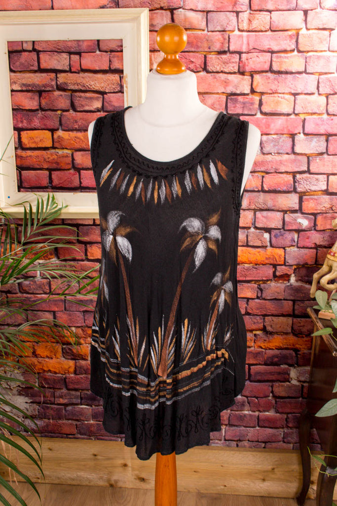 Vintage Boho Umstandstop 80er Boho Frau Hippie M 40-42 S 36-38 schwarz Special vintageberlin.de