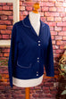 Vintage Jacke blau Stretch 60er 70er blau Disco Frau M 40-42 Rockabilly Sekretärin Special vintageberlin.de