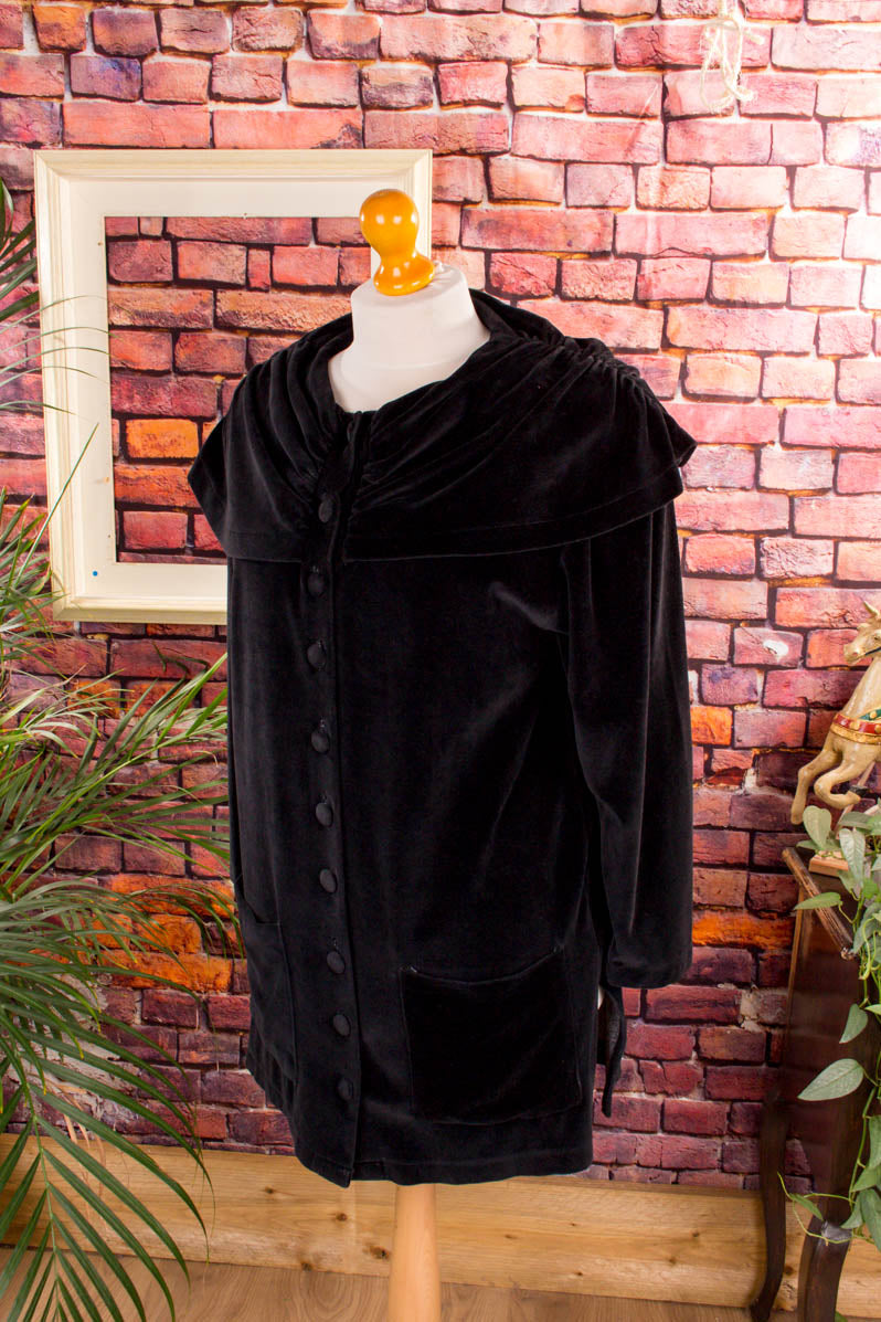 80s Samt Jacke schwarz drapiert