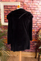 80s Samt Jacke schwarz drapiert