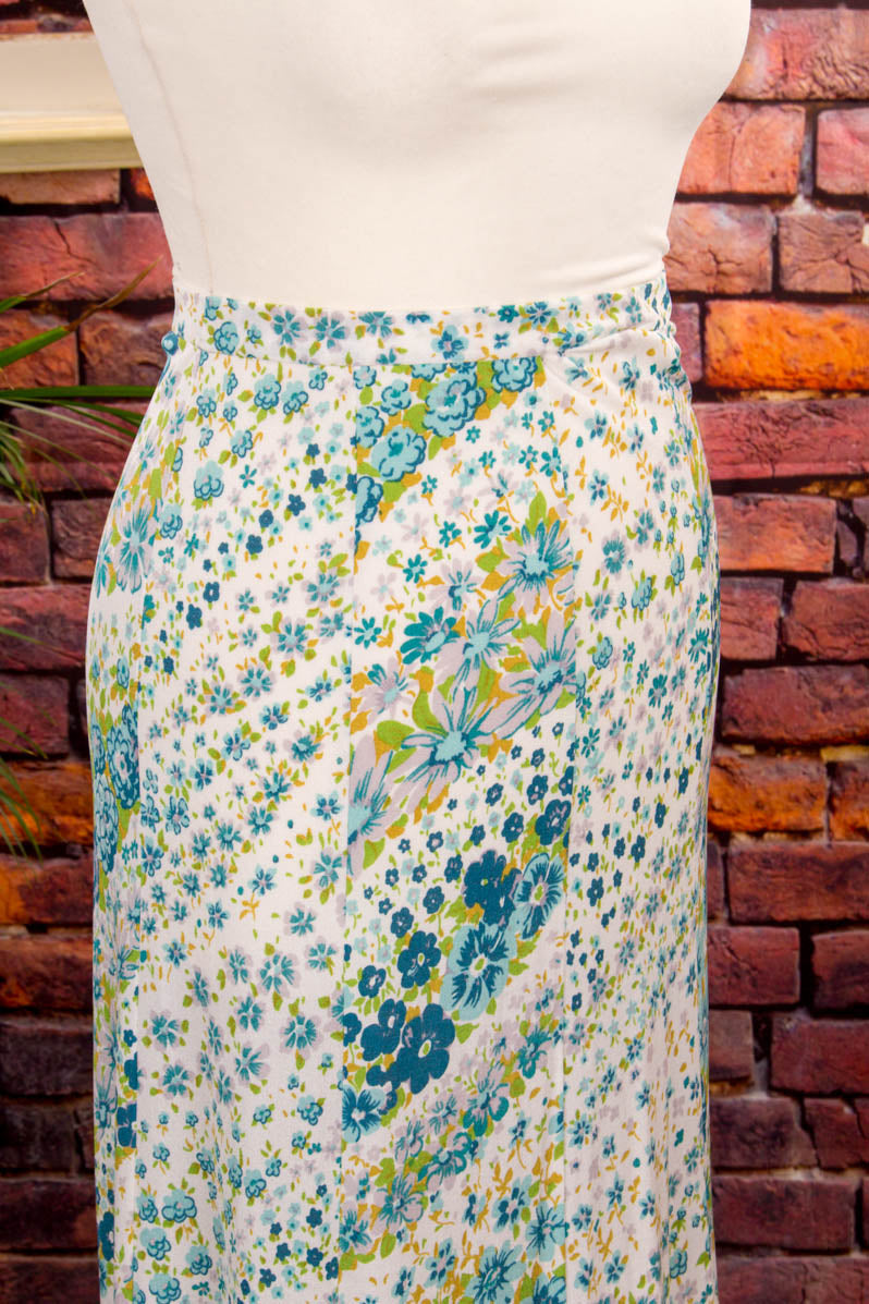 Hippie Maxirock türkis Blumenmuster