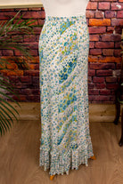 Hippie Maxirock türkis Blumenmuster