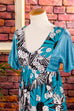 Hippiekleid türkis Muster 60er 70er Boho Disco Frau Hippie M 40-42 real-boho real-disco S 36-38 Schlager Special türkis vintageberlin.de