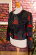 Patchwork Lederjacke rot schwarz 90er Disco Frau M 40-42 Rockabilly rot schwarz Special vintageberlin.de