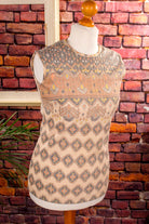 70s Disco Tunika Top beige Muster