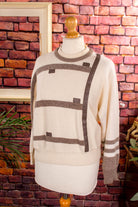 80s Fledermaus Pulli weiß beige