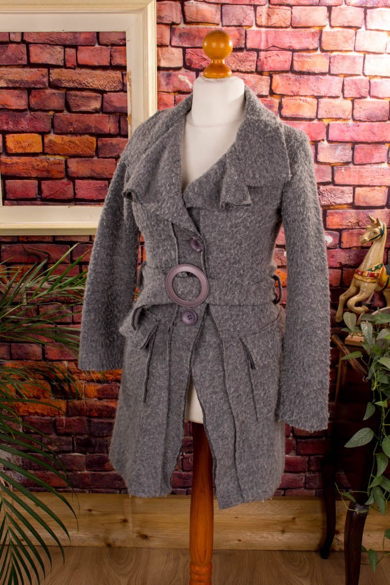 Strickjacke asymmetrisch grau Wollmix