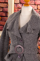 Strickjacke asymmetrisch grau Wollmix