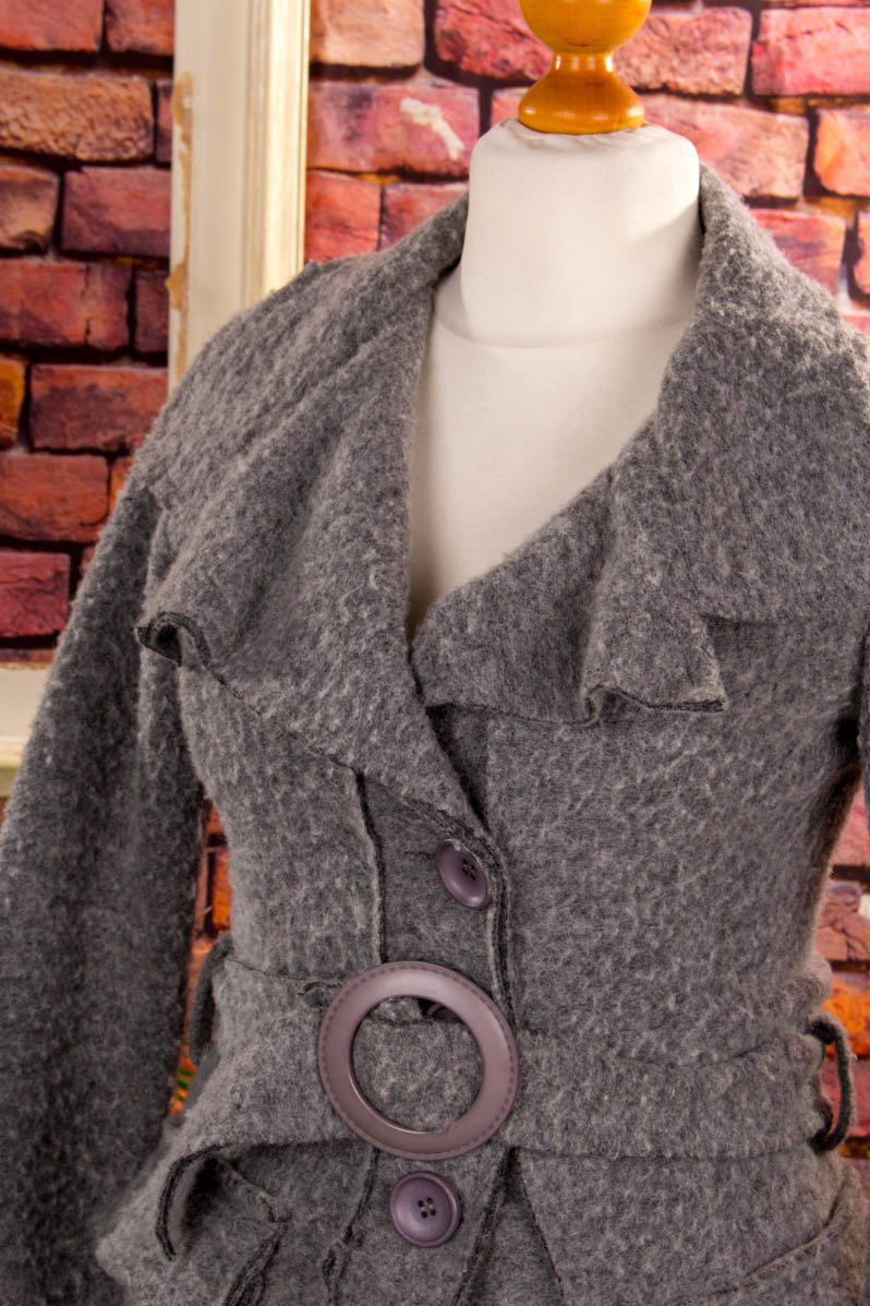 Strickjacke asymmetrisch grau Wollmix