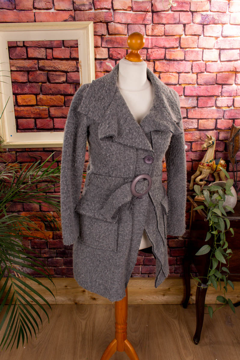 Strickjacke asymmetrisch grau Wollmix