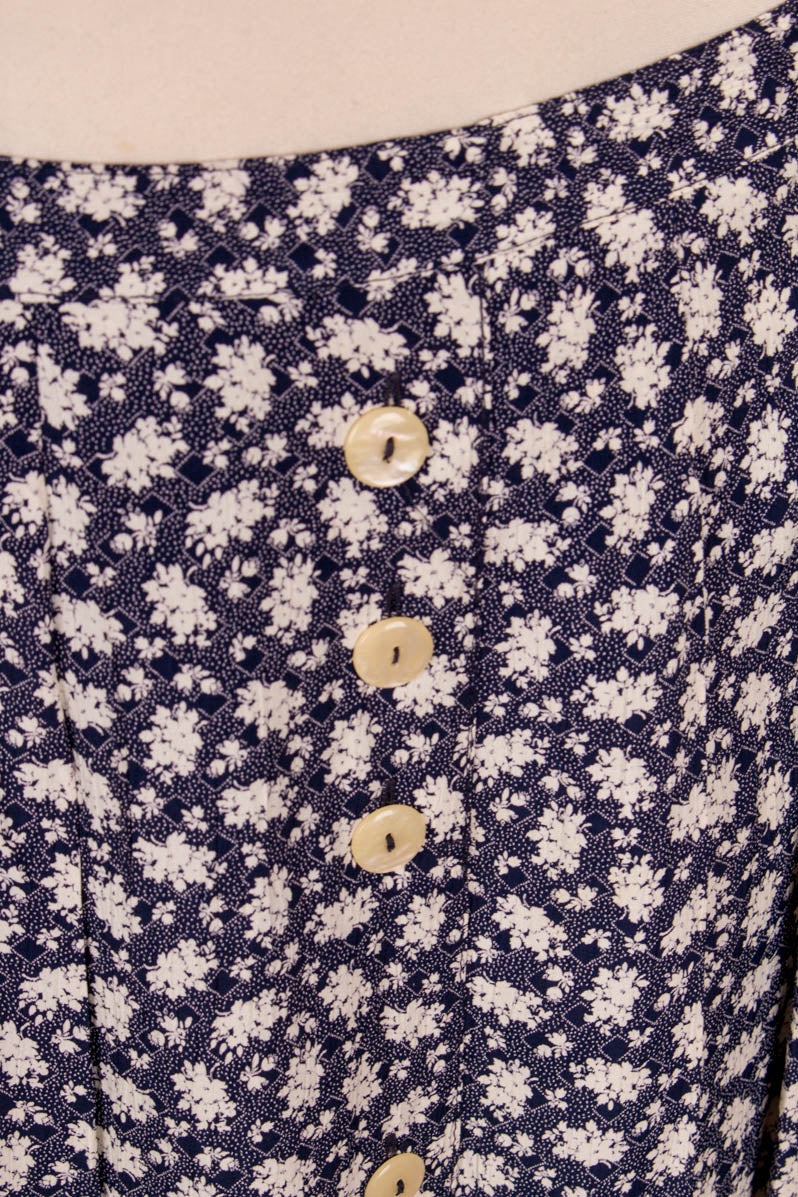 Vintage Viskoserock blau Falten