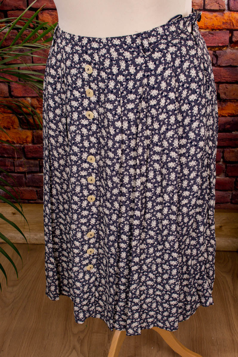 Vintage Viskoserock blau Falten
