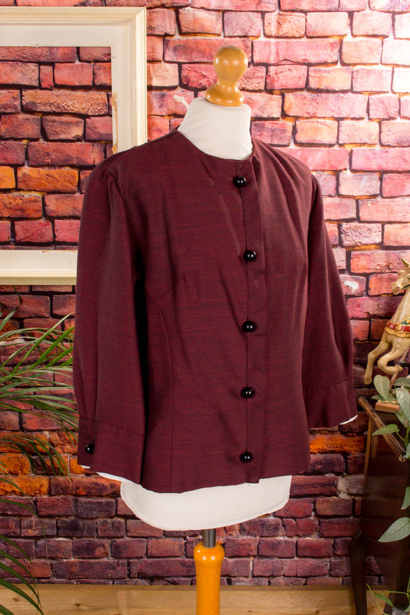 60s Blusenjacke rot Wollmix