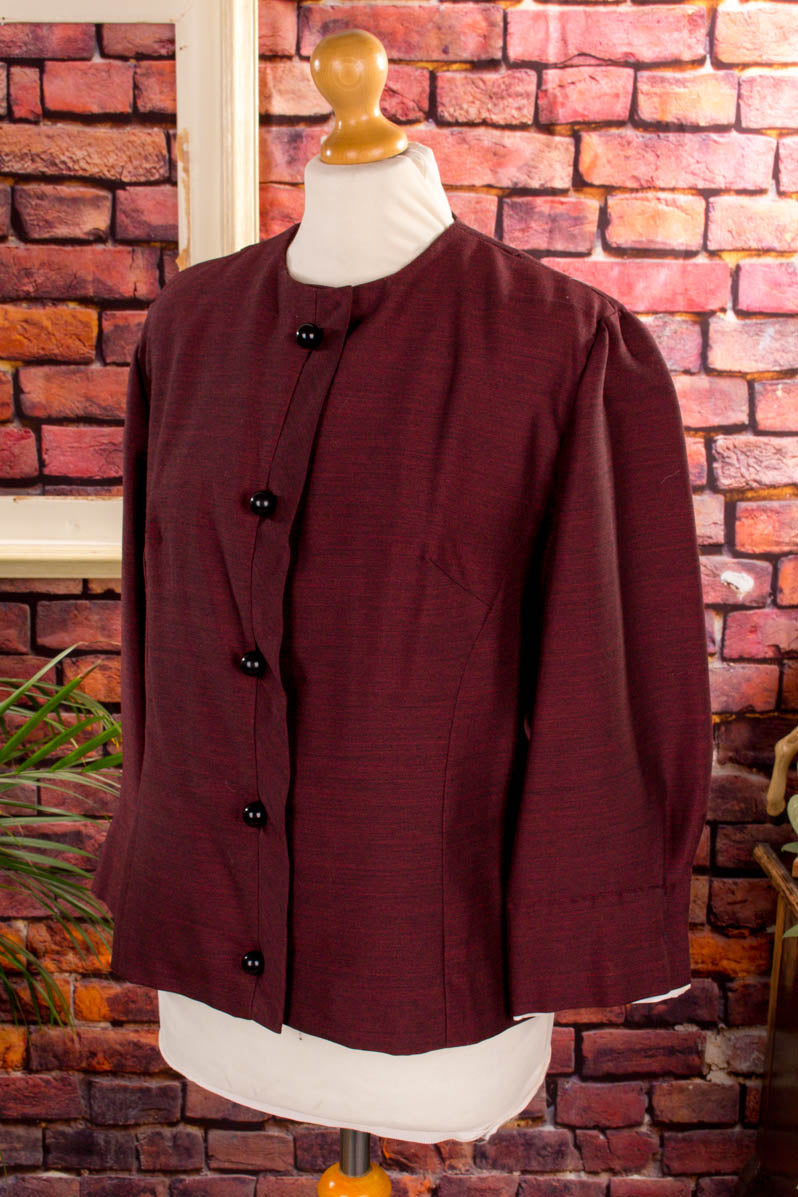 60s Blusenjacke rot Wollmix
