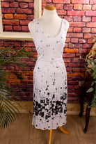 70s Stretchkleid weiß schwarz Muster