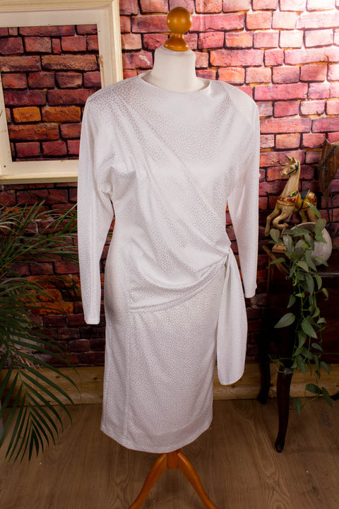 80s Disco Power Dress weiß silber 80er Boho Disco Frau Hochzeit M 40-42 real-80er silber Special weiß vintageberlin.de