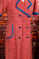 40s Schürzenkleid rot Muster