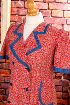 40s Schürzenkleid rot Muster