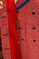 40s Schürzenkleid rot Muster