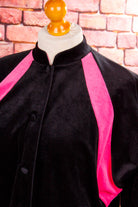 Boho Samt Frottee Jacke schwarz pink