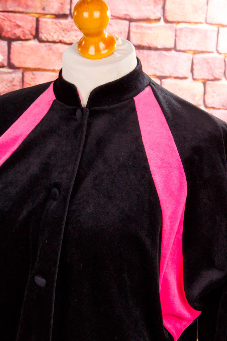 Boho Samt Frottee Jacke schwarz pink
