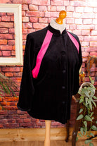 Boho Samt Frottee Jacke schwarz pink