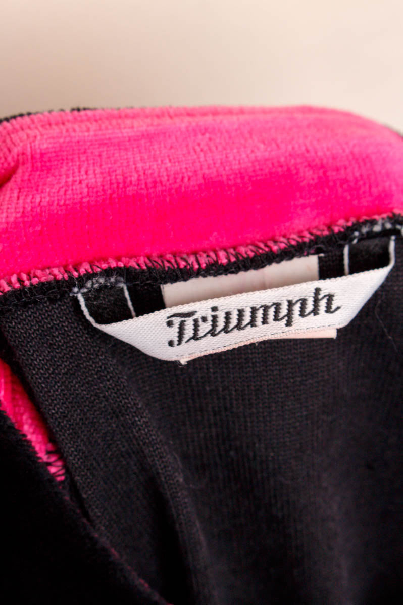 Boho Samt Frottee Jacke schwarz pink