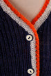 70s Pullunder Weste blau 70er blau bunt Disco Frau M 40-42 Rockabilly Special vintageberlin.de
