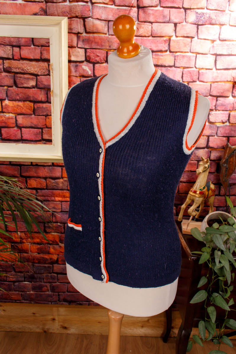70s Pullunder Weste blau