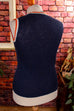 70s Pullunder Weste blau 70er blau bunt Disco Frau M 40-42 Rockabilly Special vintageberlin.de