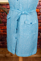70s Kittelkleid hellblau