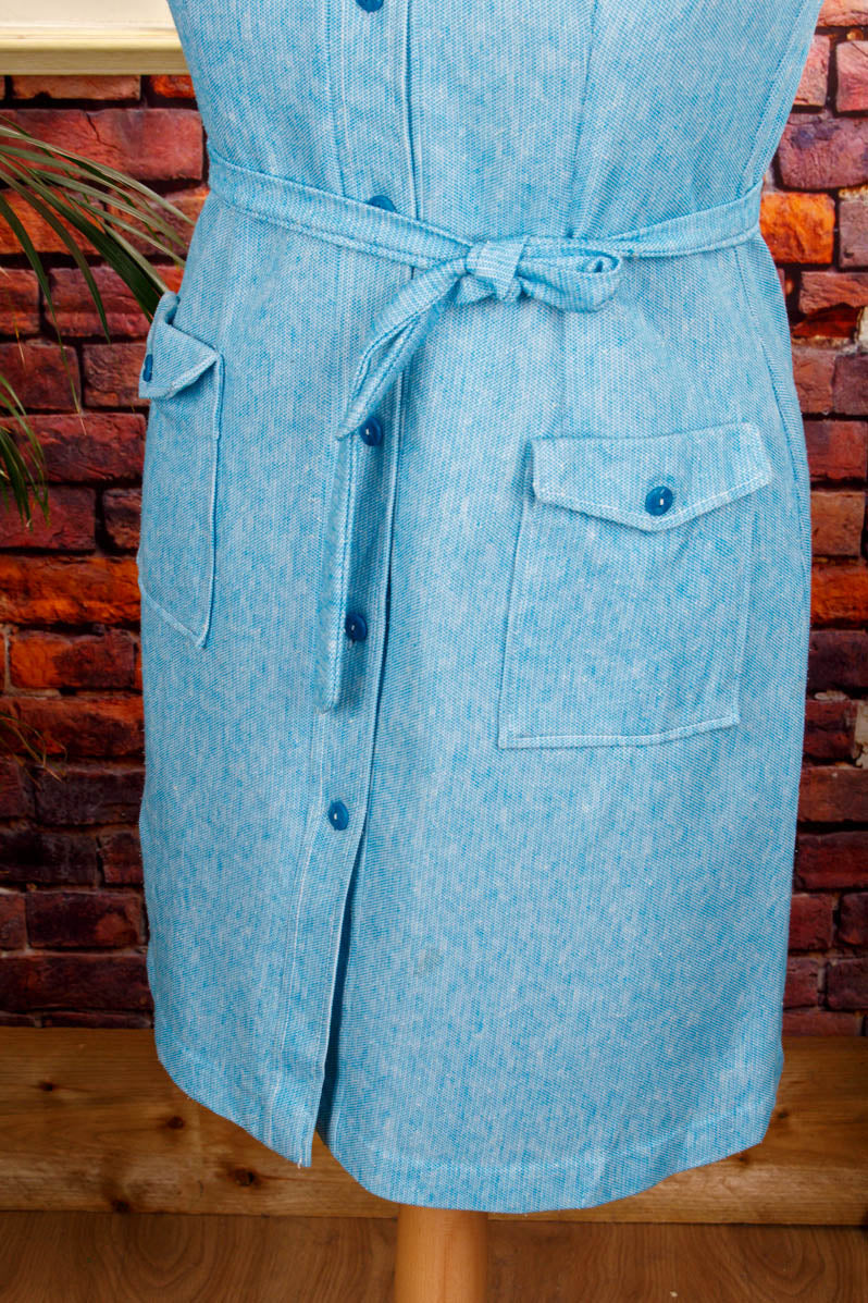 70s Kittelkleid hellblau