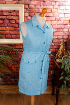 70s Kittelkleid hellblau