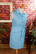 70s Kittelkleid hellblau 70er blau Disco Frau L 44-46 Rockabilly Special vintageberlin.de