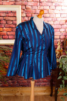 80s Disco Blusenjacke metallic blau