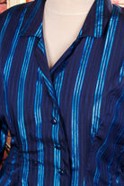 80s Disco Blusenjacke metallic blau