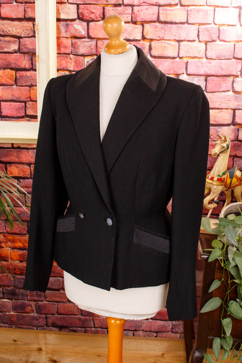 40s Blazer schwarz Wolle