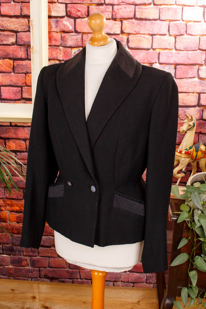 40s Blazer schwarz Wolle 30er 40er Frau Gothic real-rockabilly Rockabilly S 36-38 schwarz Special vintageberlin.de
